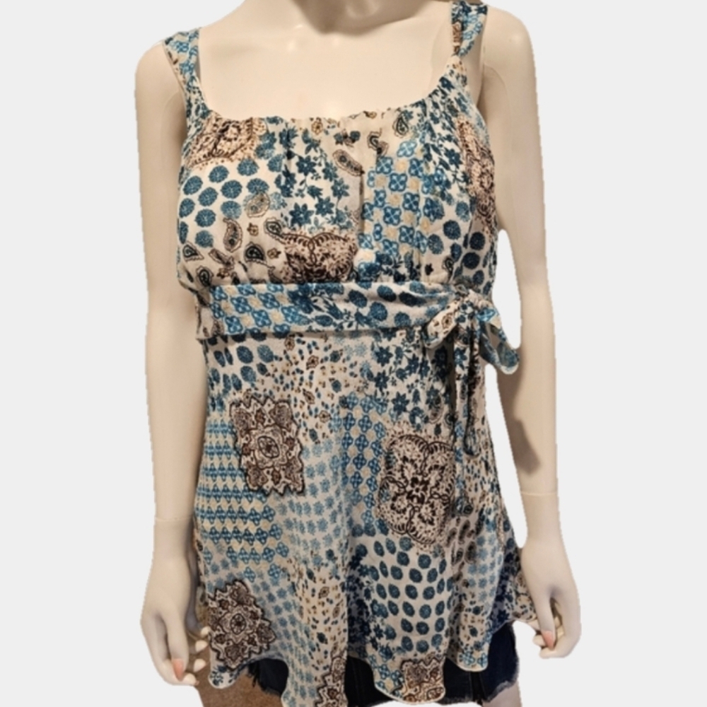 Fashion Bug Paisley/Patchwork Empire Waist Sleeveless Tunic Size XL